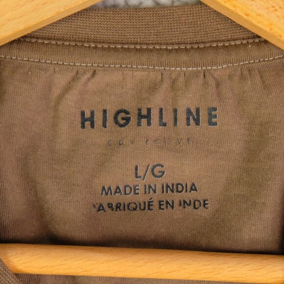 Highline Collective T Shirt Mens Large Olive Green Camo Raglan Pocket - Picture 6 of 7